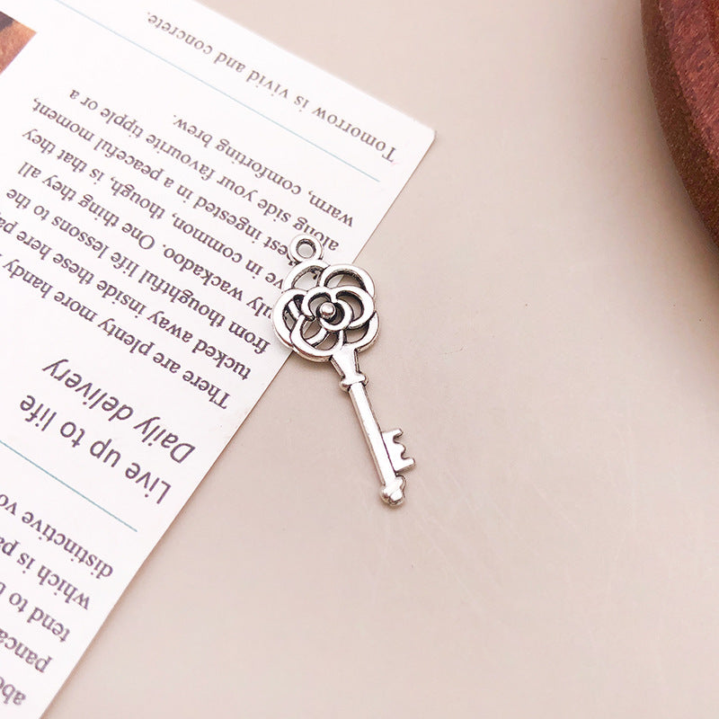 Wholesale Clover Love Small Key Alloy Handmade Beaded Necklace Bracelet Pendant